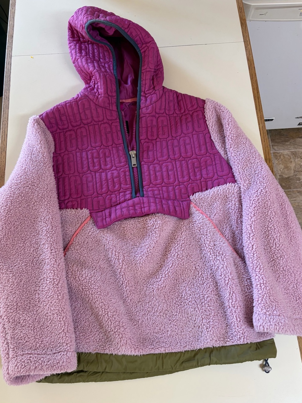 UGG Pink & Light Pink Quilted Sherpa Pullover Hoodie